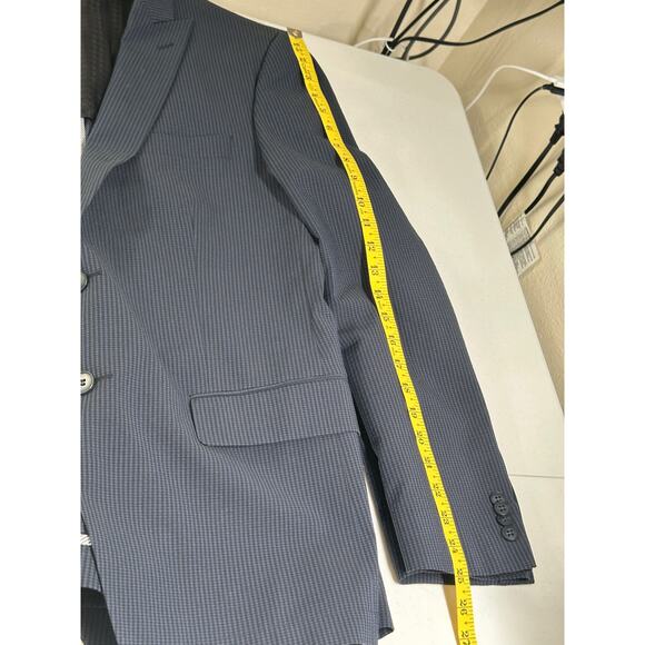 John Varvatos Blazer Mens 44R Navy Check Unlined Sport Coat Suit Jacket Textured - Picture 8 of 8